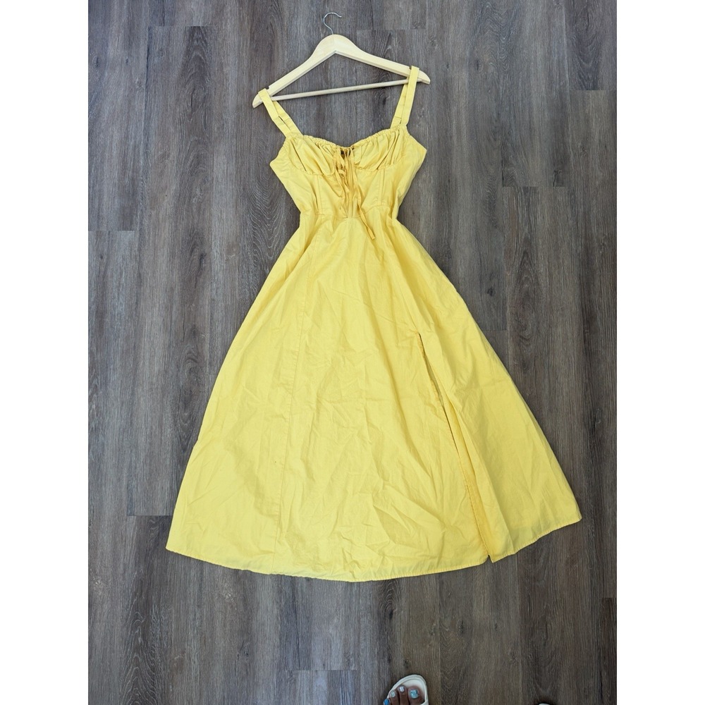 Women's Maxi Dress Yellow Size 6 100% Cotton Sleeveless